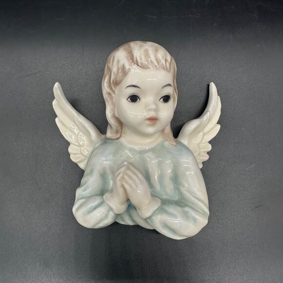 Vintage Porcelain Praying Angel Wall Hanging Goebel West Germany Hul 718 B Blue - Picture 2 of 10